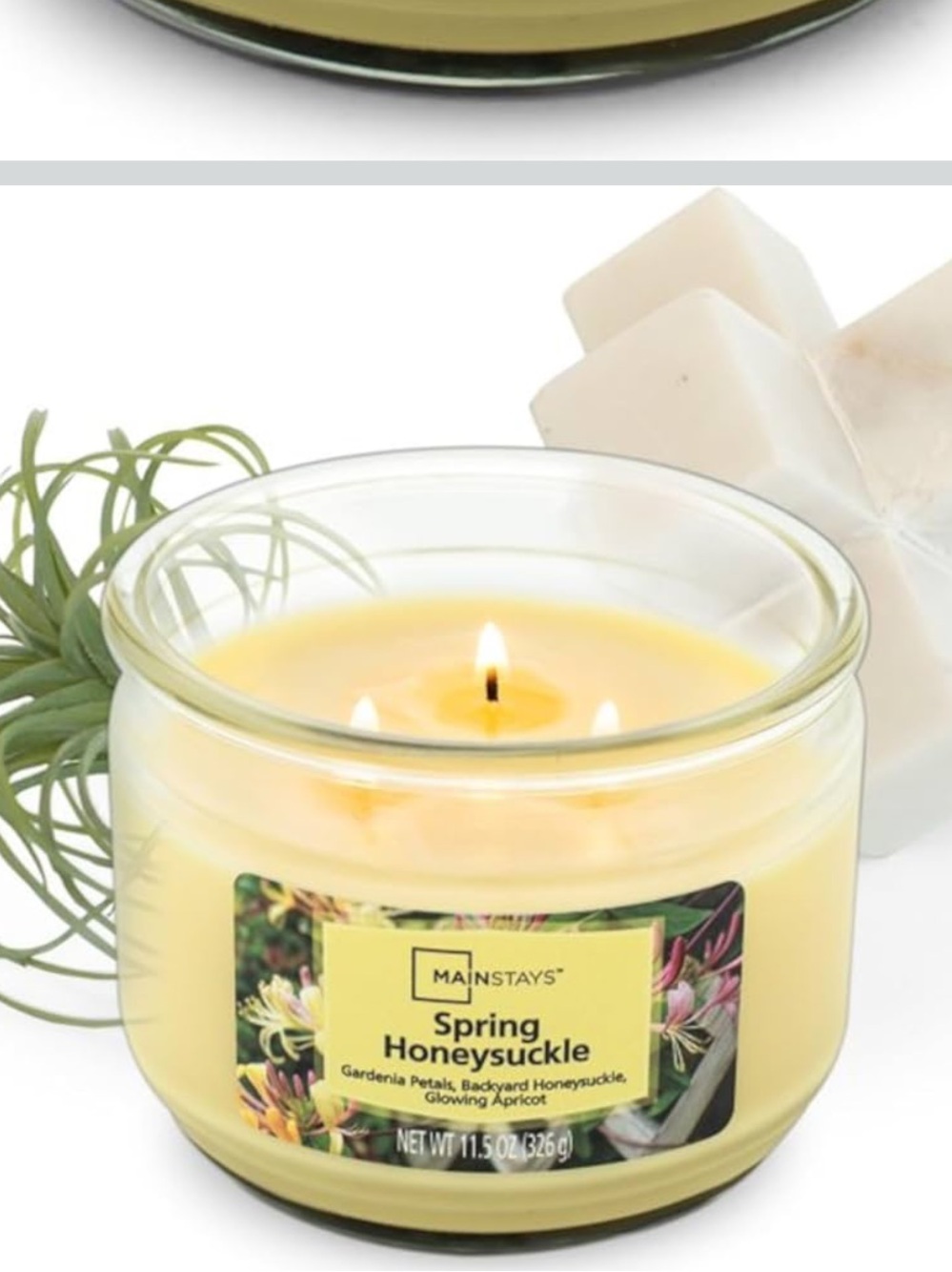 🔴 4/$15 Mainstays New Spring Honeysuckle 3-Wick 11.5oz Glass Jar Yellow Candle